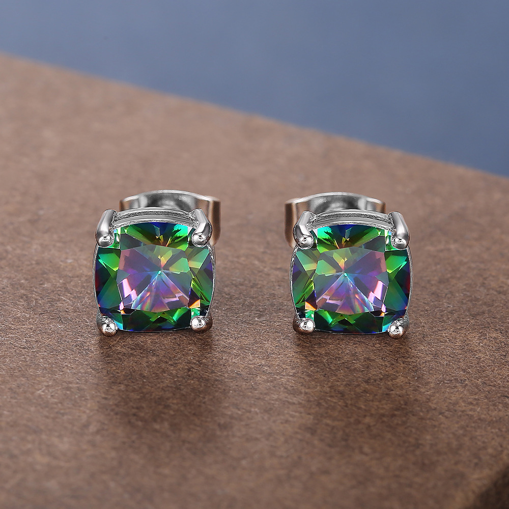 Fashion Square Copper Inlay Zircon Ear Studs 1 Pair display picture 2