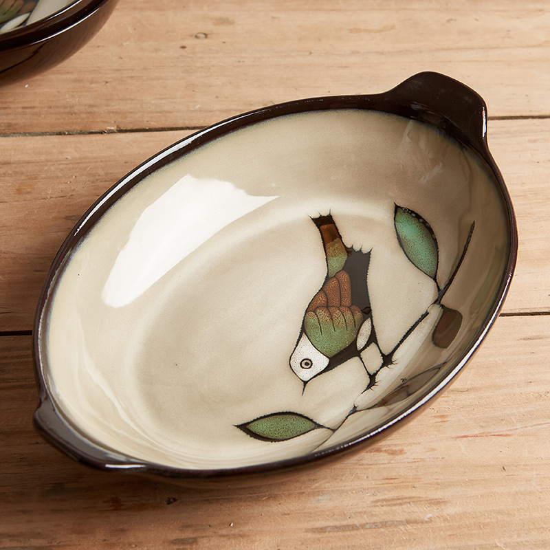 Yuquan de estilo europeo de cerámica pintada a mano vajilla pastoral estilo bajo vidriado color hogar plato comercial plato inteligente al por mayor