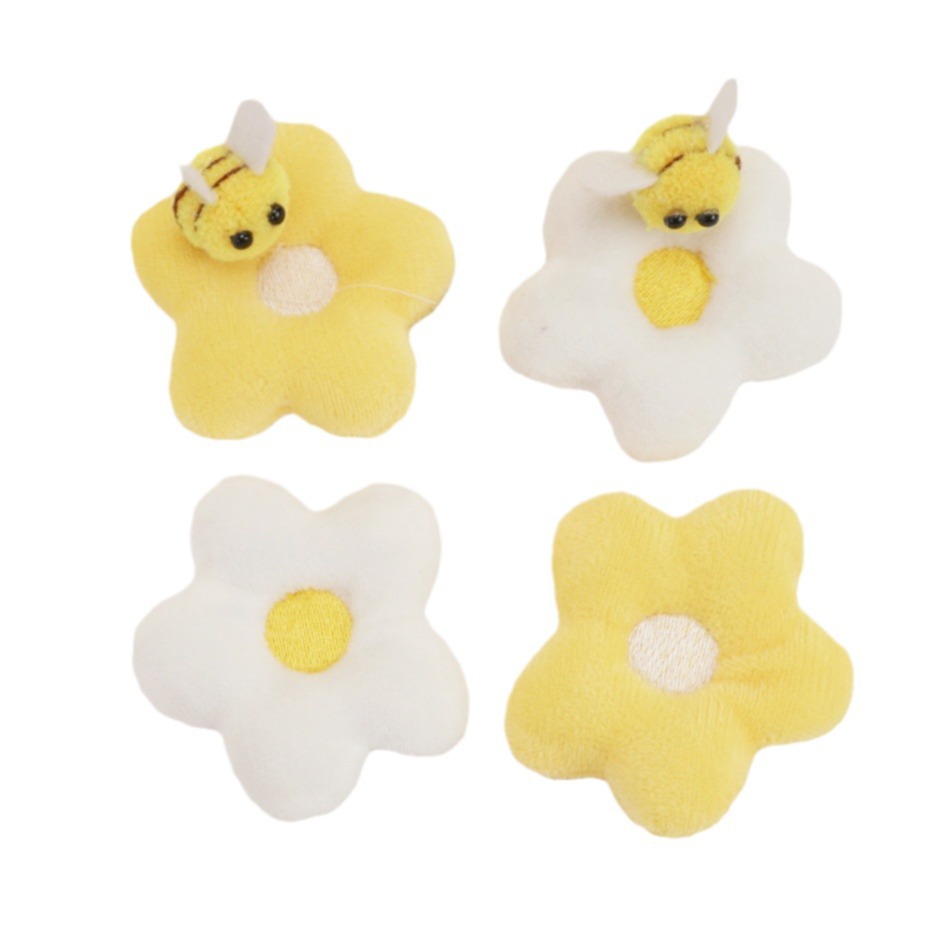 Nuevos accesorios de flores de abeja de peluche lindo, bolsos de ropa de bricolaje, accesorios para el cabello, bufandas, accesorios para broches