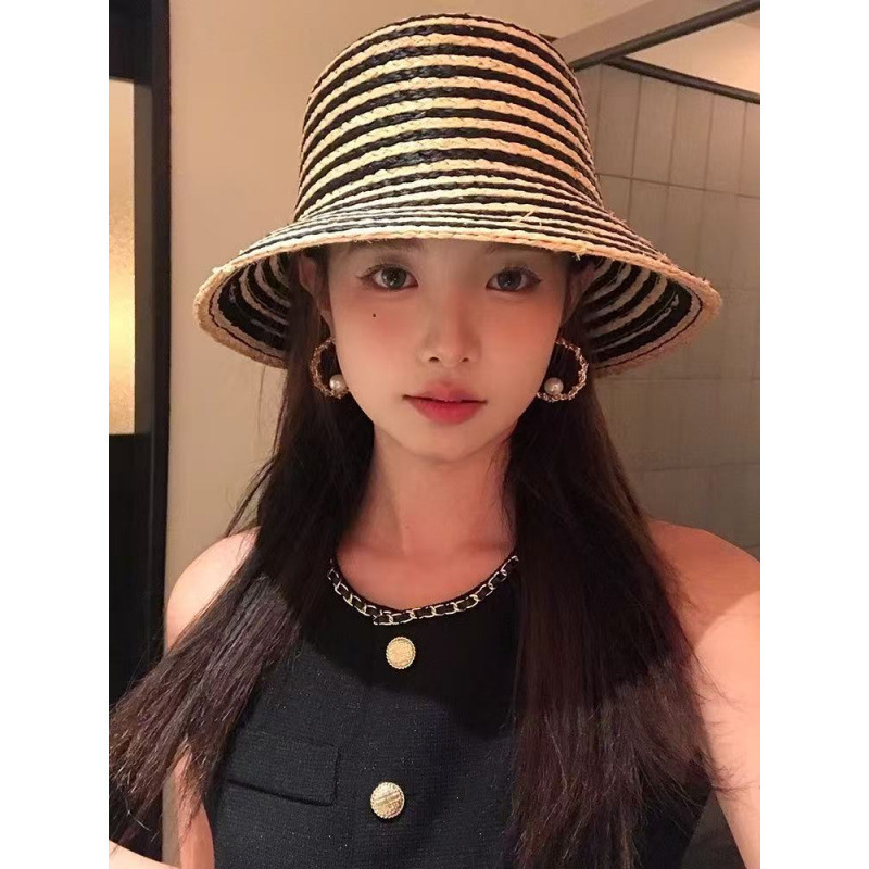 高品质~拉菲镂空平顶帽子女新款夏季礼帽|undefined