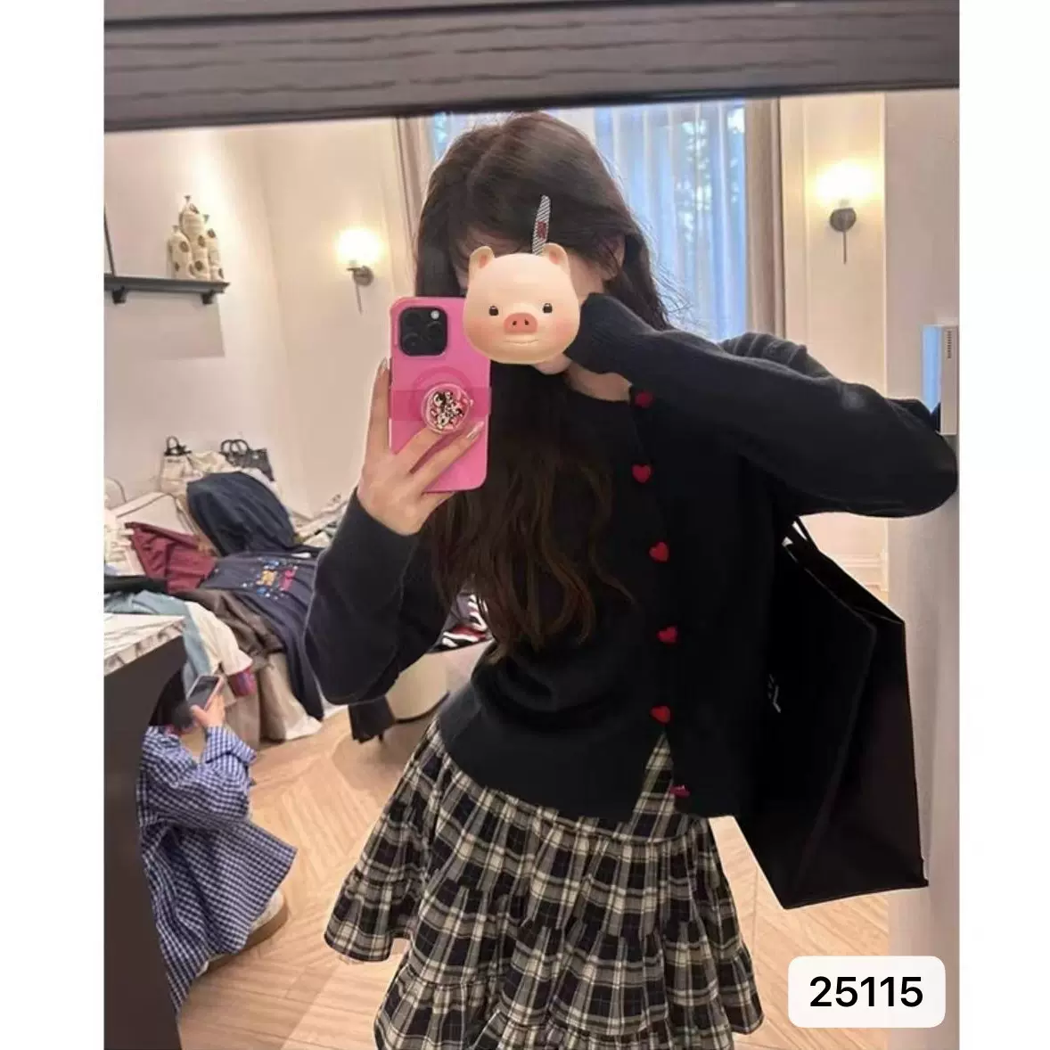 设计感爱心纽扣针织衫毛衣女早秋慵懒风显瘦开衫外套蓝色韩系上衣