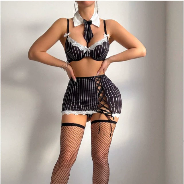 (Торговля через границу), sexy underwear, mini-skirt with bow, uniform, set, European style