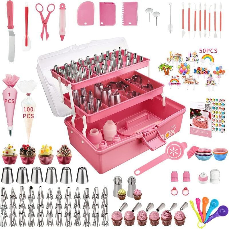 Juego de Herramientas de Repostería de 236 piezas de Acero Inoxidable y Silicona para Decoración de Pasteles