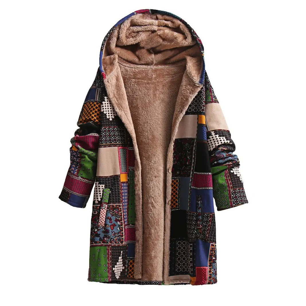 Ethnic style velvet loose coat北欧民族特色加绒宽松多色女大衣