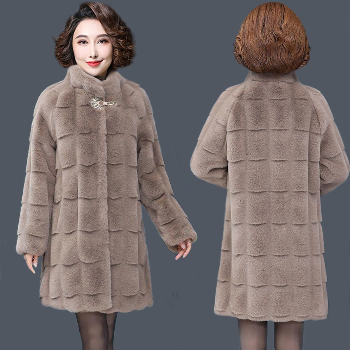 New Danish Mink Coat Imitation Fur Outwear for Women Thickeneded Mink Velvet Classy Wide Lady Mother Winter Outwear Mid-Length