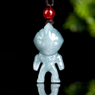 Natural Burma A Jade Cartoon Superman Pendant Ice Jade Pendant Cute Jade Pendant for Men and Women Gift