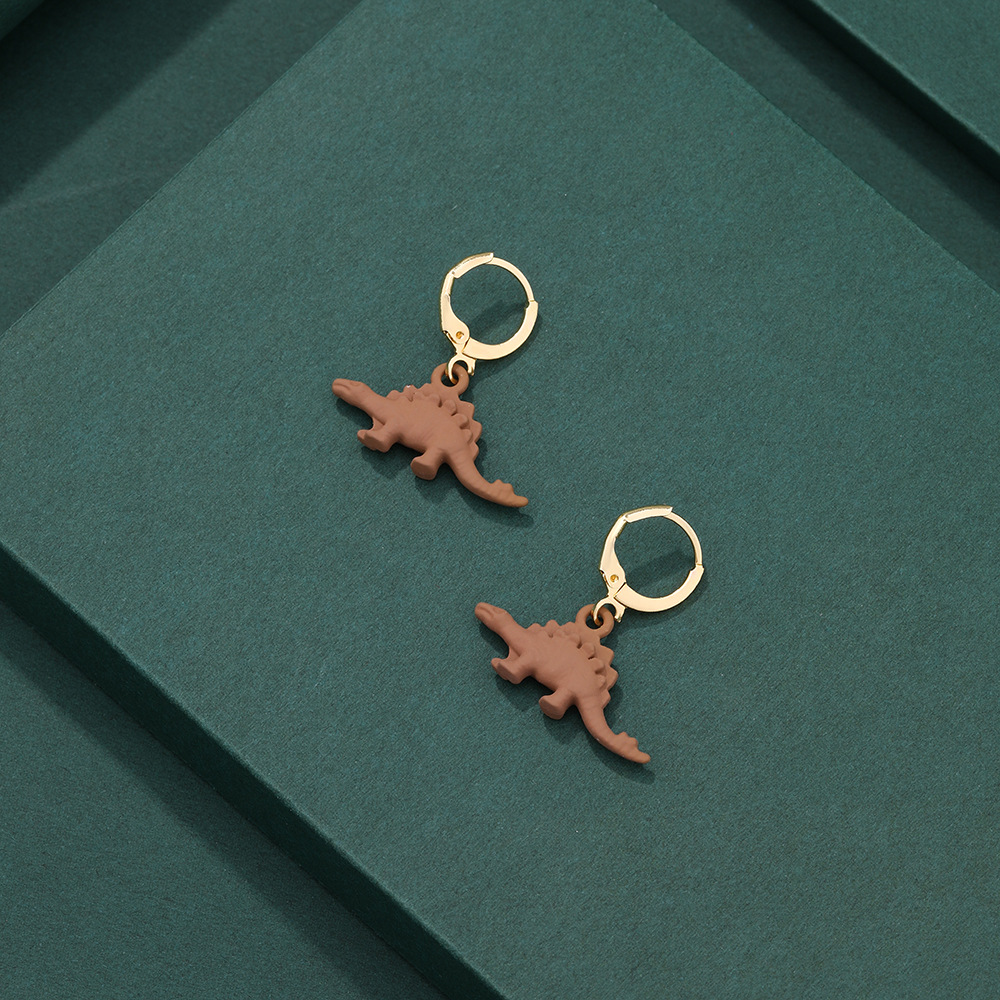 New Personality Cartoon Dinosaur Earrings Fashion Small Cute Dinosaur Multicolor Earrings display picture 6