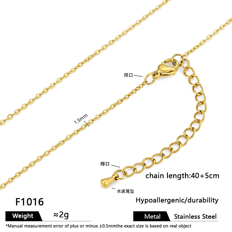 F1016-골드 1.5mm, 길이 40+5cm+물방울테일펜던트