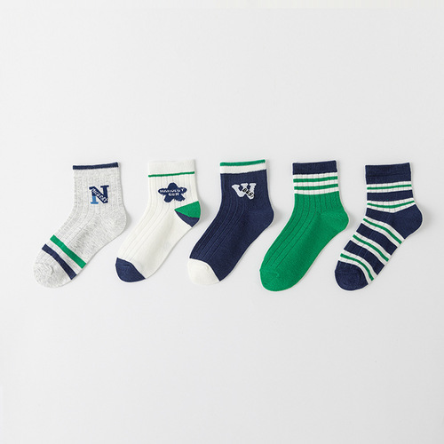 Children's socks for boys with six fingers, for spring and summer, cotton, suitable for middle-aged and small children, students, sports, mid-calf socks