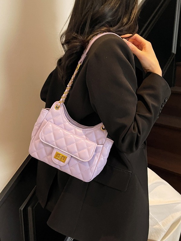 Xiaohongshu Bolsos pequeños populares de este año para mujer 2025 nuevo bolso de mensajero de hombro de cadena de bordado de rombos transfronterizos