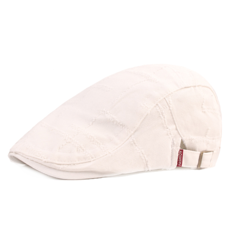 Ripped peaked cap hombres y mujeres apenado boina vintage sombrero artístico juventud hacia adelante sombrero internet celebridad peaked cap