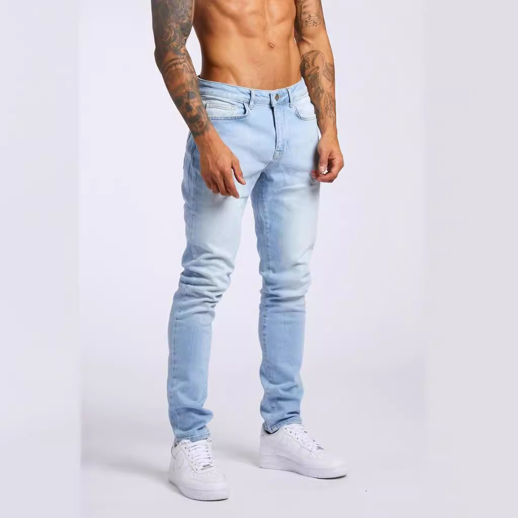 European and American AliExpress new Denim men's pants cross-border ins trendy black slim high waist Denim skinny pants men
