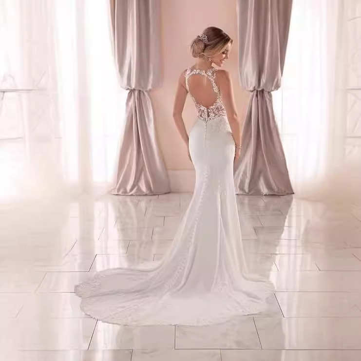 Back 2025 New European and American Princess Bride Fish Tail Wedding…