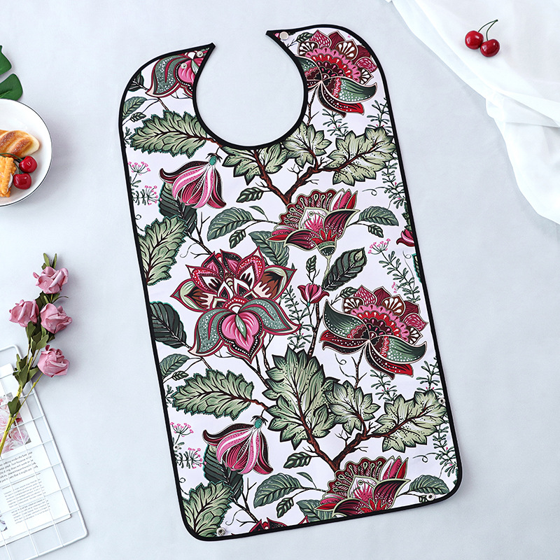 Suministro transfronterizo de ancianos babero de comida Toalla de saliva babero adulto moda en stock fábrica de Ventas Directas logotipo imprimible