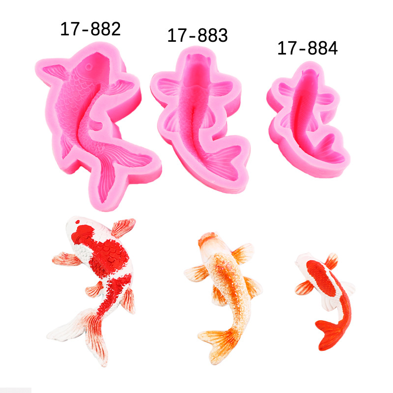 Grande y pequeño molde de silicona de carpa de chocolate para hornear decoración molde para hornear DIY Goldfish cake molde jalea fondant herramienta