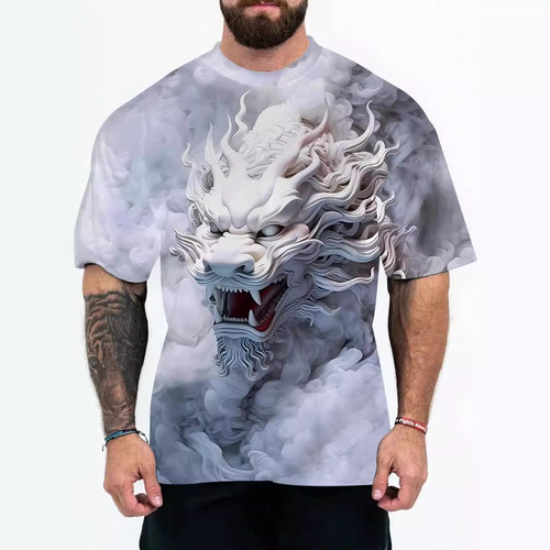 New Animal Pattern 3D Digital Printing Western and European Men's T-Shirt Unisex Short-Sleeve T-Shirt