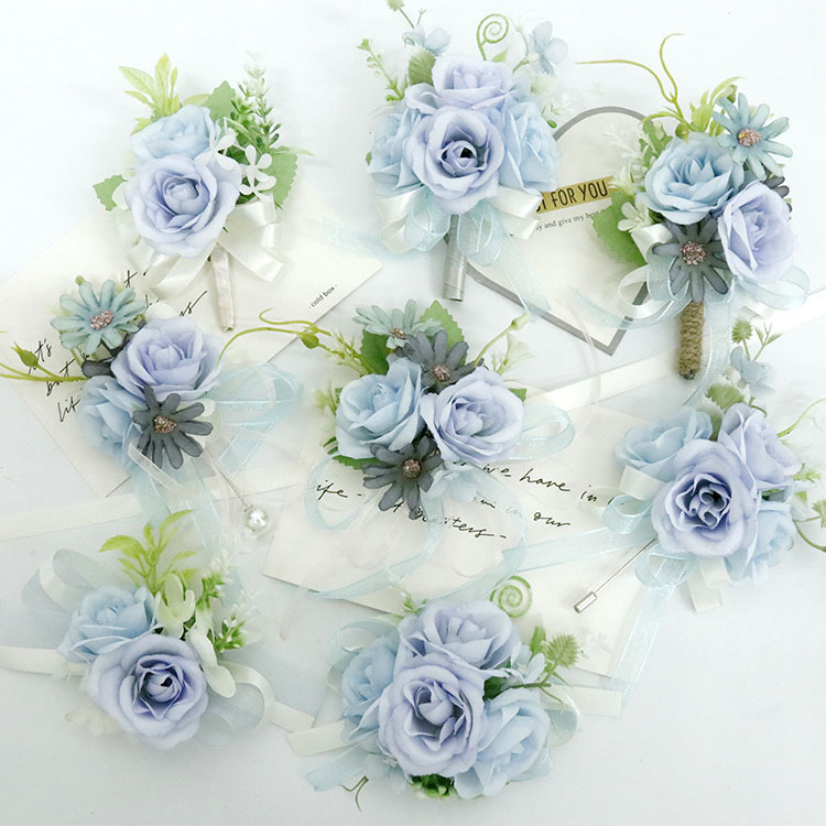 艺雅阁 317商务庆典胸花手花仿真花结婚用品影楼拍照道具蓝色|ms