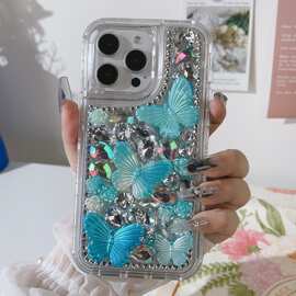 南美新款适用NOTE50ProPlus奢华蝴蝶钻石配件NOTE50Pro透明手机壳