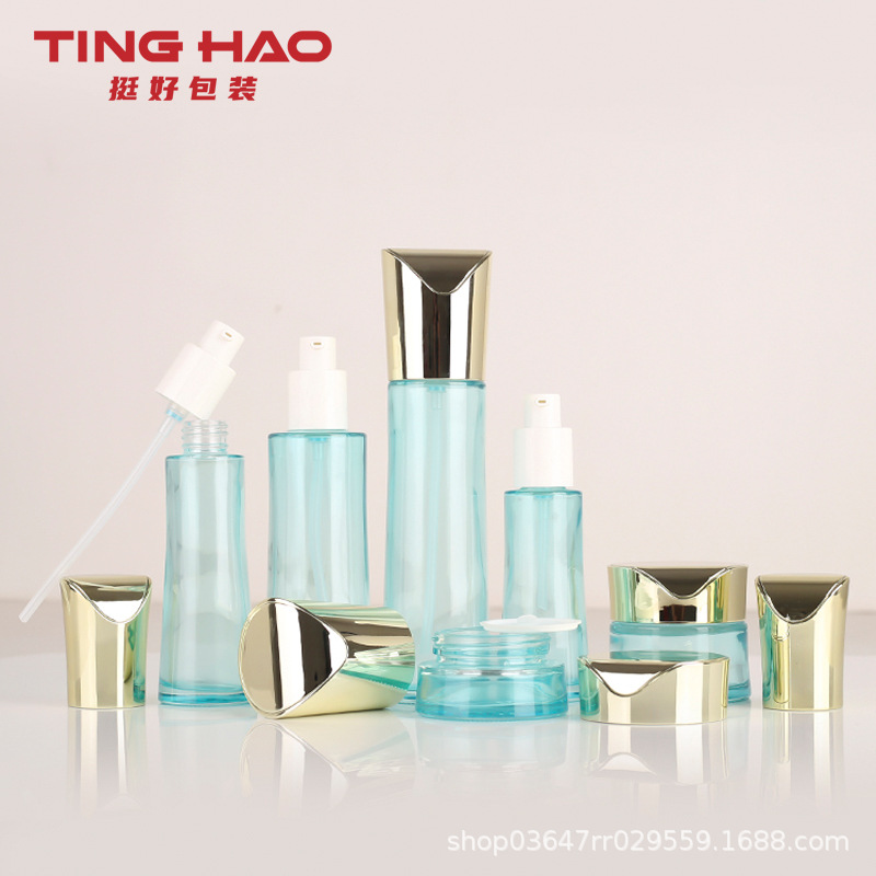 120ml~30ml拇指盖套装化妆品玻璃瓶 30g~50g膏霜分装瓶水乳按压瓶