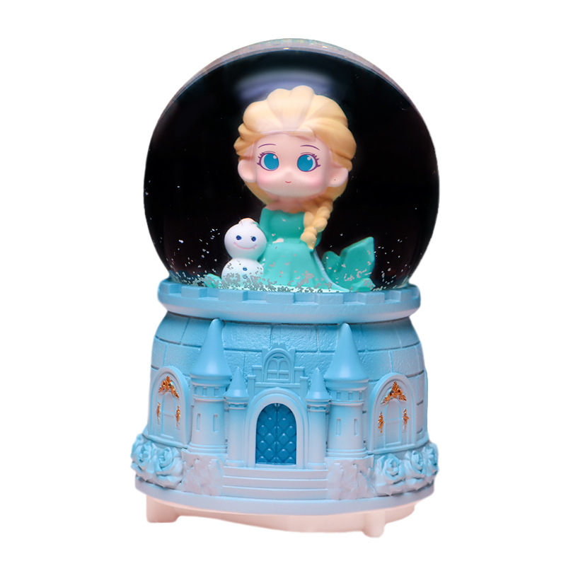 梦幻冰雪奇缘爱莎公主水晶球音乐盒发光飘雪白雪公主摆件女生礼物|undefined
