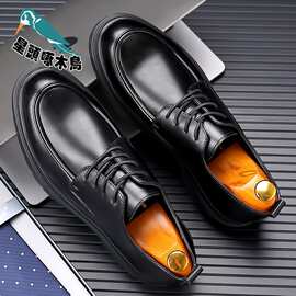 跨境一件代发男式休闲皮鞋跨境大码新款系带皮鞋商务正装鞋英皮鞋
