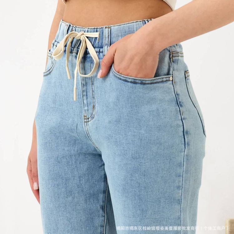 Amazon 外国貿易ジーンズヨーロッパとアメリカの春、夏、冬カジュアル多用途パンツストレートパンツ弾性ウエスト女性のジーンズ|undefined