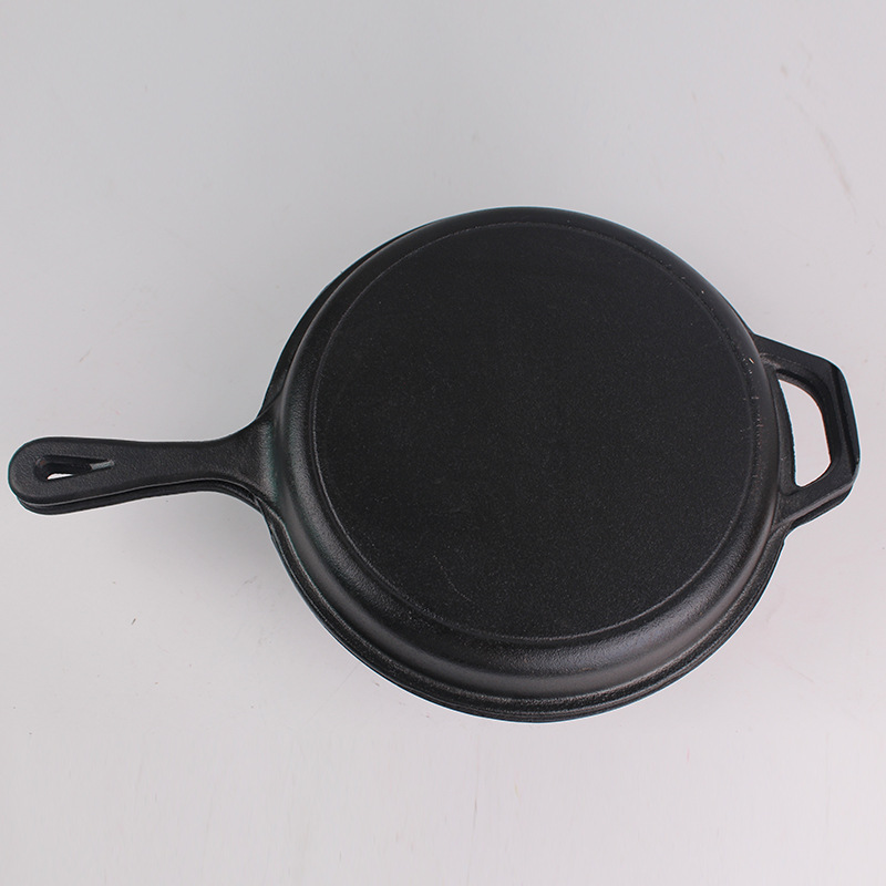 Sartén de hierro fundido, sartén de fondo plano, utensilios de cocina, sartén antiadherente, engrosada, multifuncional, sin recubrimiento, duradera.