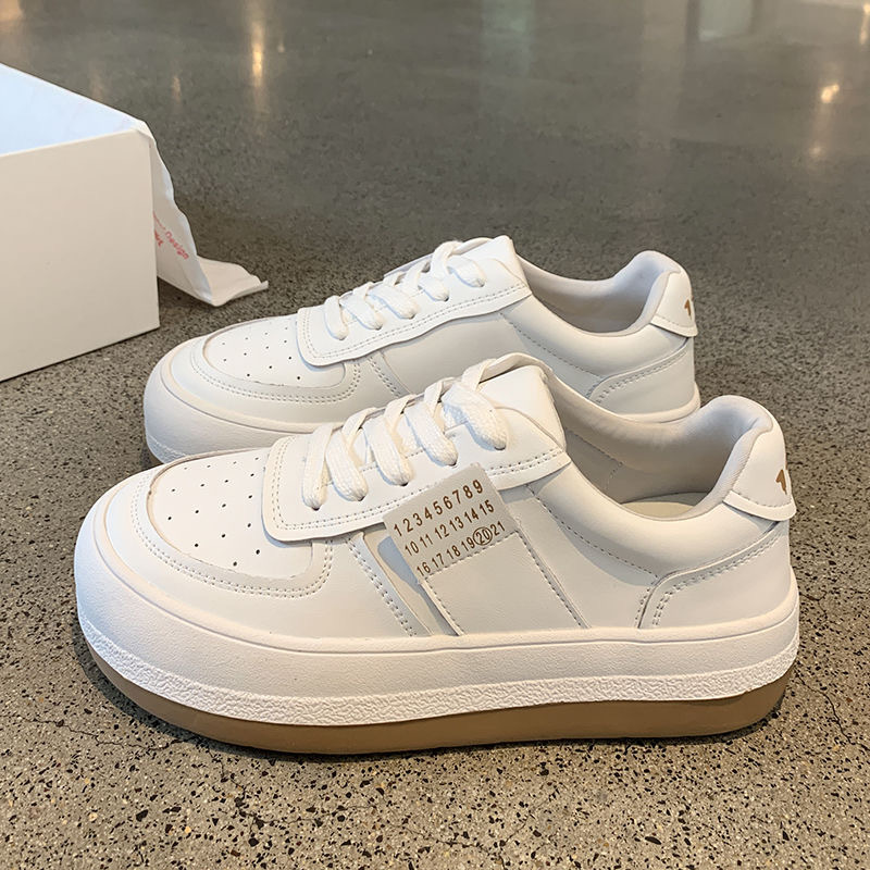 Women's Thick Sole Running Sneakers Versatile White Dad Shoes_voghion.com
