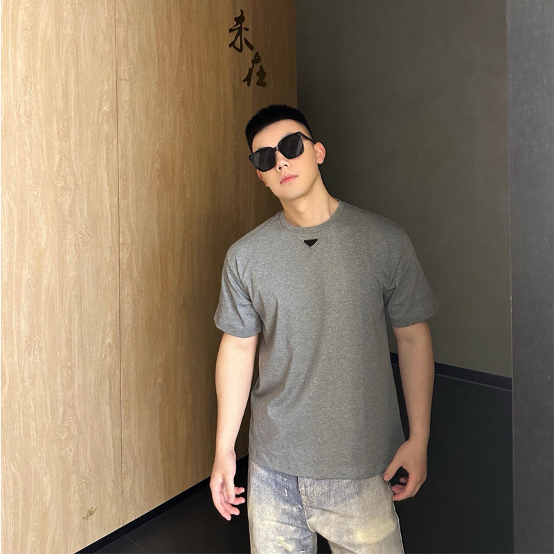 Nanyou High Version Pujia Metal Triangle Logo Men's and Women's Casual Loose Versatile Comfortable Short-Sleeved T-Shirt Trendy P