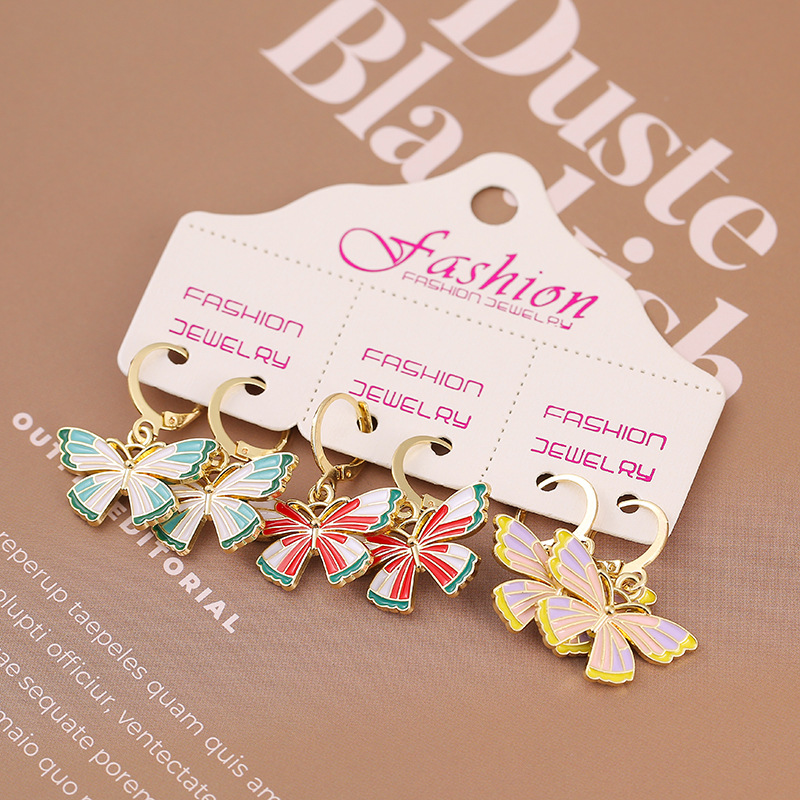 1 Set Fashion Flower Alloy Enamel Womenu0027S Dangling Earrings