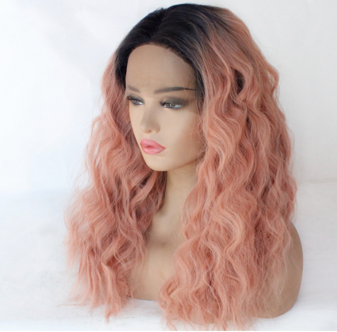 Fabricante popular europeo y americano para mejorar el color, maíz esponjoso, rizado corto, fibra química, peluca de encaje frontal LW0104