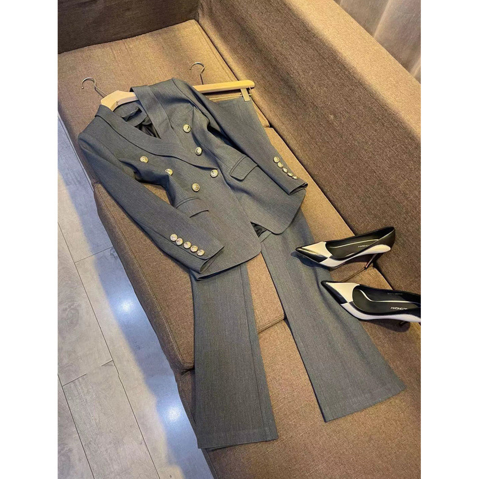 Women's Clothing Light Mature Style Outfit Set Temperament Slim Fit Suit Jacket Casual Pants Two piece Set _voghion.com