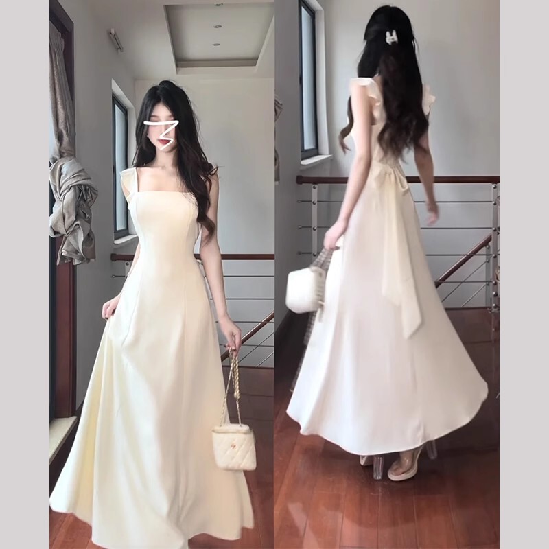 法式高级气质法式气质白色吊带连衣裙子女2025新款夏季感初恋长裙|undefined