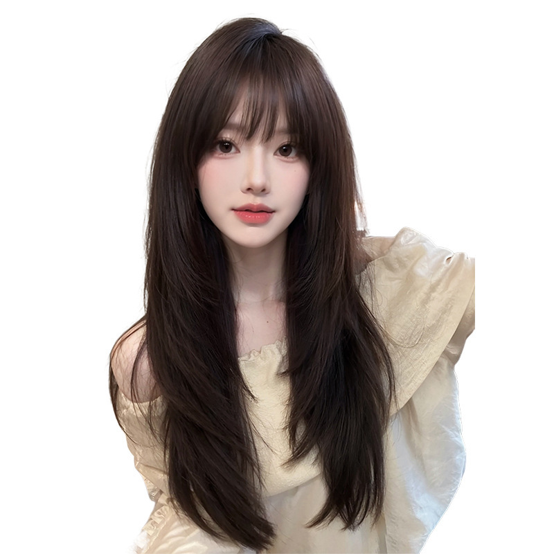 假发全头套女夏季潮流美式亚麻灰棕高层次修颜Lolita日常整顶假发|undefined