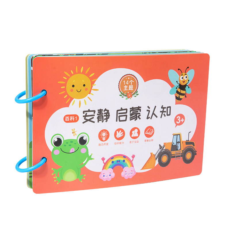 Educación temprana para niños transfronterizos, libros de pasta silenciosa, iluminación de dibujos animados, libros de pegatinas repetidos, libros ocupados, juguetes educativos