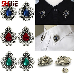European and American Fashion Retro British Style Palace Elements Colorfulful Crystal Flame Brooch Collar Pin Men's Badge Accessories