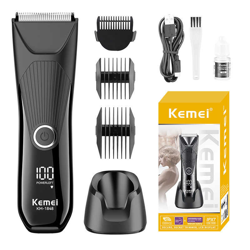 Corte de pelo multifuncional Komei aparador de afeitar digital impermeable cortador de corte eléctrico privado para hombres y mujeres KM - 1848