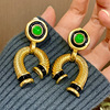 Design earrings, advanced green silver needle, fashionable brand accessory, high-quality style, wholesale