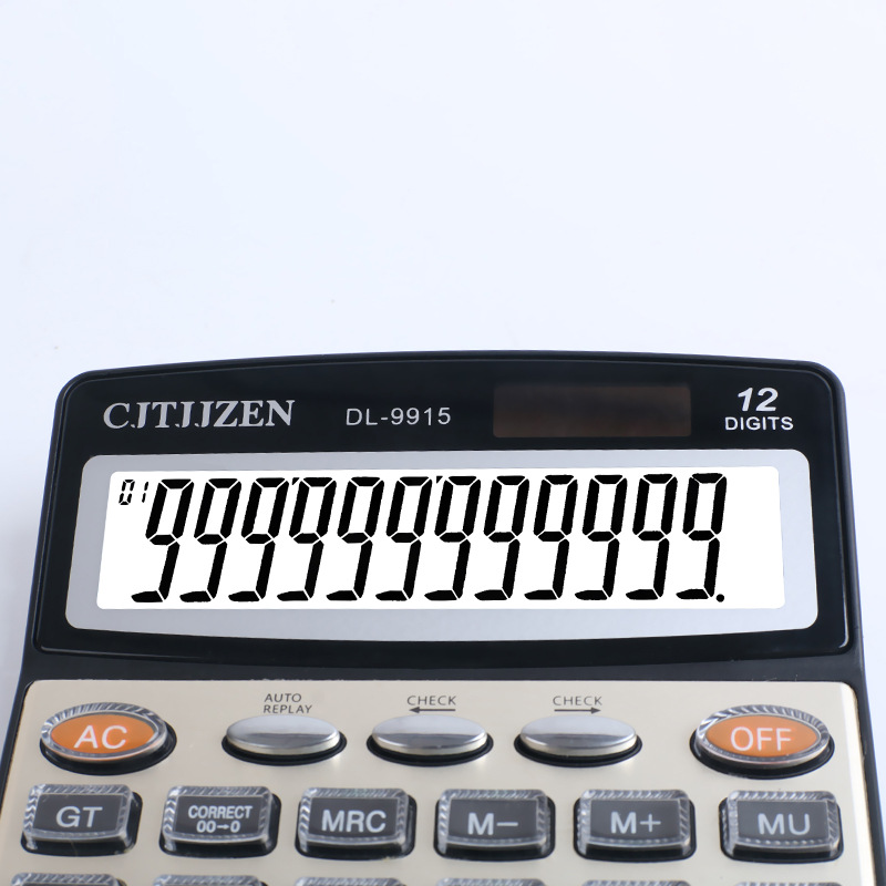 Calculadora solar de 12 bits DL-9915 Calculadora de botón de cristal de oficina de contabilidad de doble potencia al por mayor