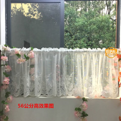 Wholesale Kitchen Lace Curtains Short Curtain Half Curtain Door Curtain American Style White Sheer Curtain No Drilling Living Room Bay Window Blocking Short Style