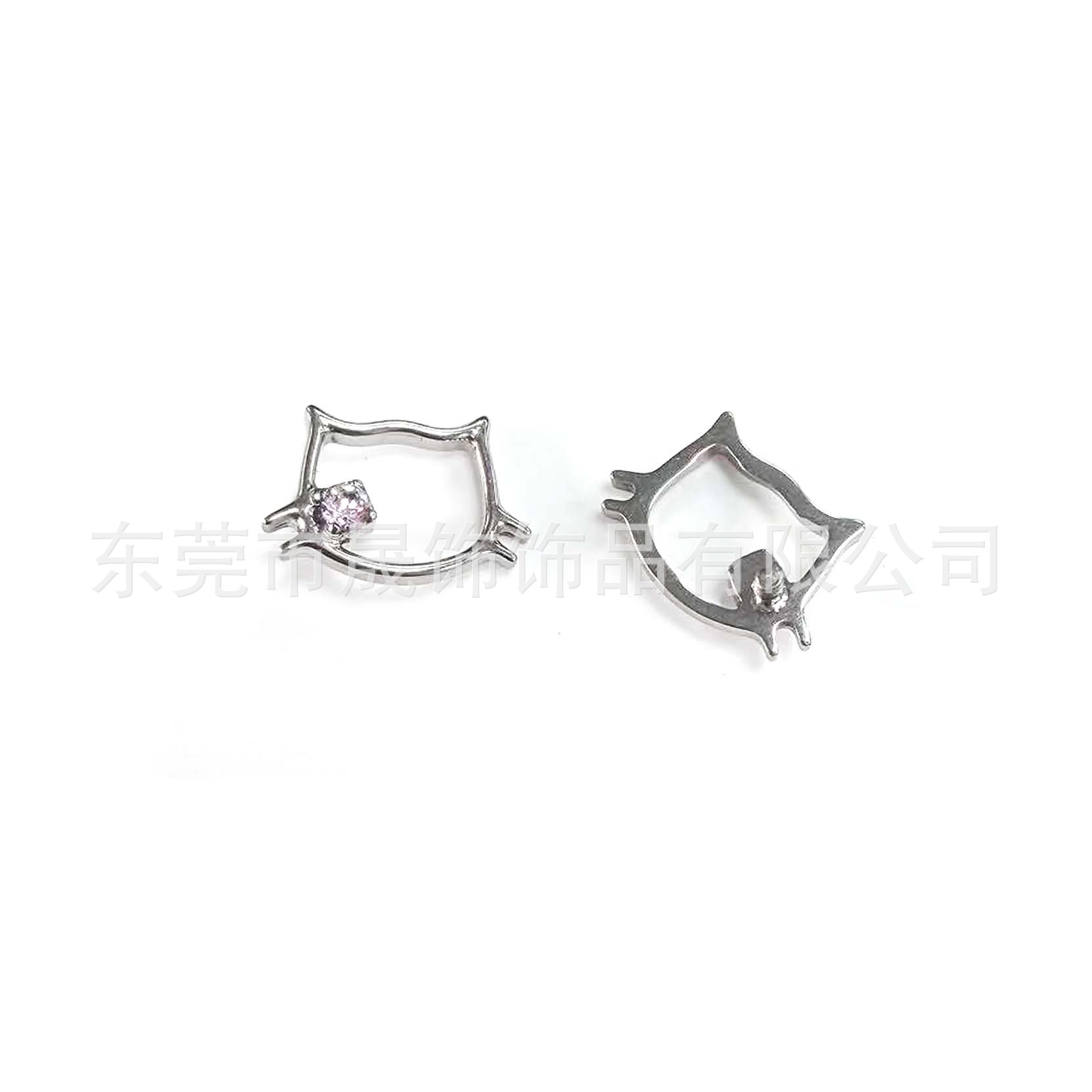 F136 Titanium Alloy 可爱Kitty猫 Openwork 0.9牙 Studded Cubic Zirconia Ear Stud G23 Titanium Labret Stud Piercing Jewelry