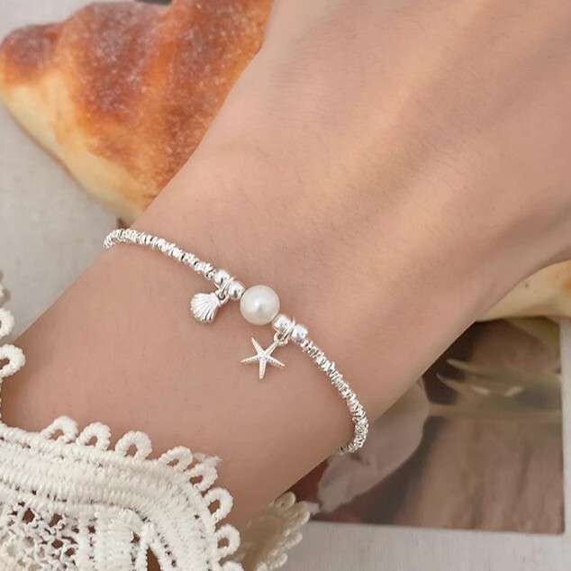 New non-specification starfish shell broken silver pearl women's bracelet light luxury students Korean-style sweet design bracelet New non-specification starfish shell broken silver pearl women's bracelet light luxury students Korean-style sweet design bracelet