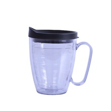 双层隔热大肚透明汽车杯创意塑料广告宣传促销水杯LOGO水杯咖啡杯