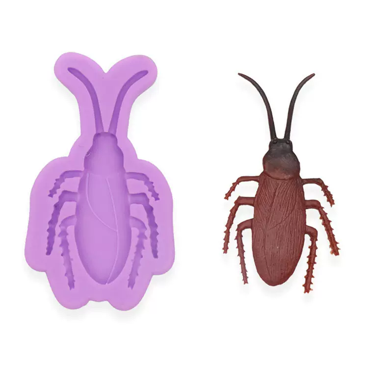 蛋糕装饰烘焙仿真蟑螂巧克力翻糖模具 DIY水晶滴胶昆虫小强硅胶模