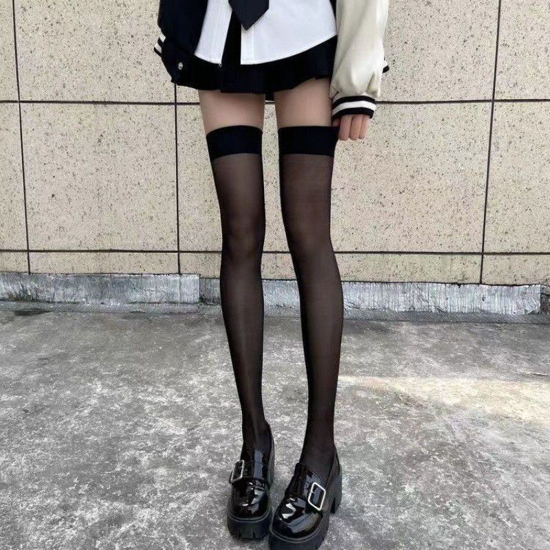 Women’s Sheer Knee-High Stockings in Black, One Size Fits 80-145 lbs — detail image 2