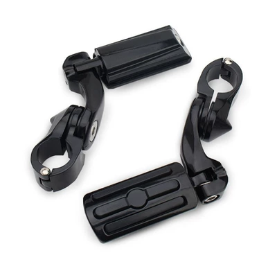 Road King Modified Bumper Pedal – Motorcycle pedals - short-three-vertical-pedals-bright-black