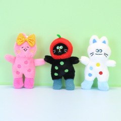 ネットの赤い波の点の猫のペンダントのぬいぐるみの子供のペンダントのキーホルダーのぬいぐるみのかわいい斑点の猫の人形