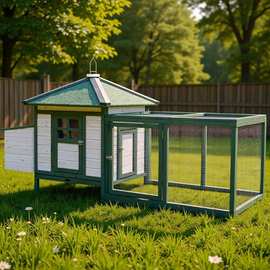 定制加工兔笼室内家用宠物兔房子豪华木质兔子窝带抽屉