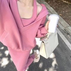 秋季新款洋气减龄显瘦套装+大码卫衣遮肉两件套连衣裙子胖MM女装
