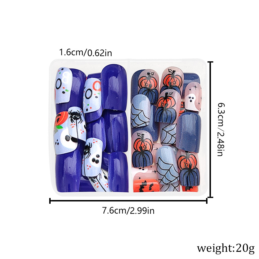 Halloween Short Cobweb Pumpkin Head Thriller Ghost Fashion European and American Foreign Trade Wear Nail Art Patch Combination 48_voghion.com